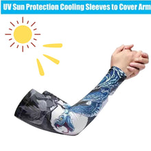 Load image into Gallery viewer, FabSports Cooling Tatoo Arm Sleeves &amp; Bandana combo for Men &amp; Women with UV Protection, Quick Dry
