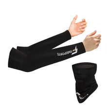 Load image into Gallery viewer, FabSports Solid Black Unisex Cooling Arm Sleeves &amp; Bandana combo with UV Protection, Quick Dry
