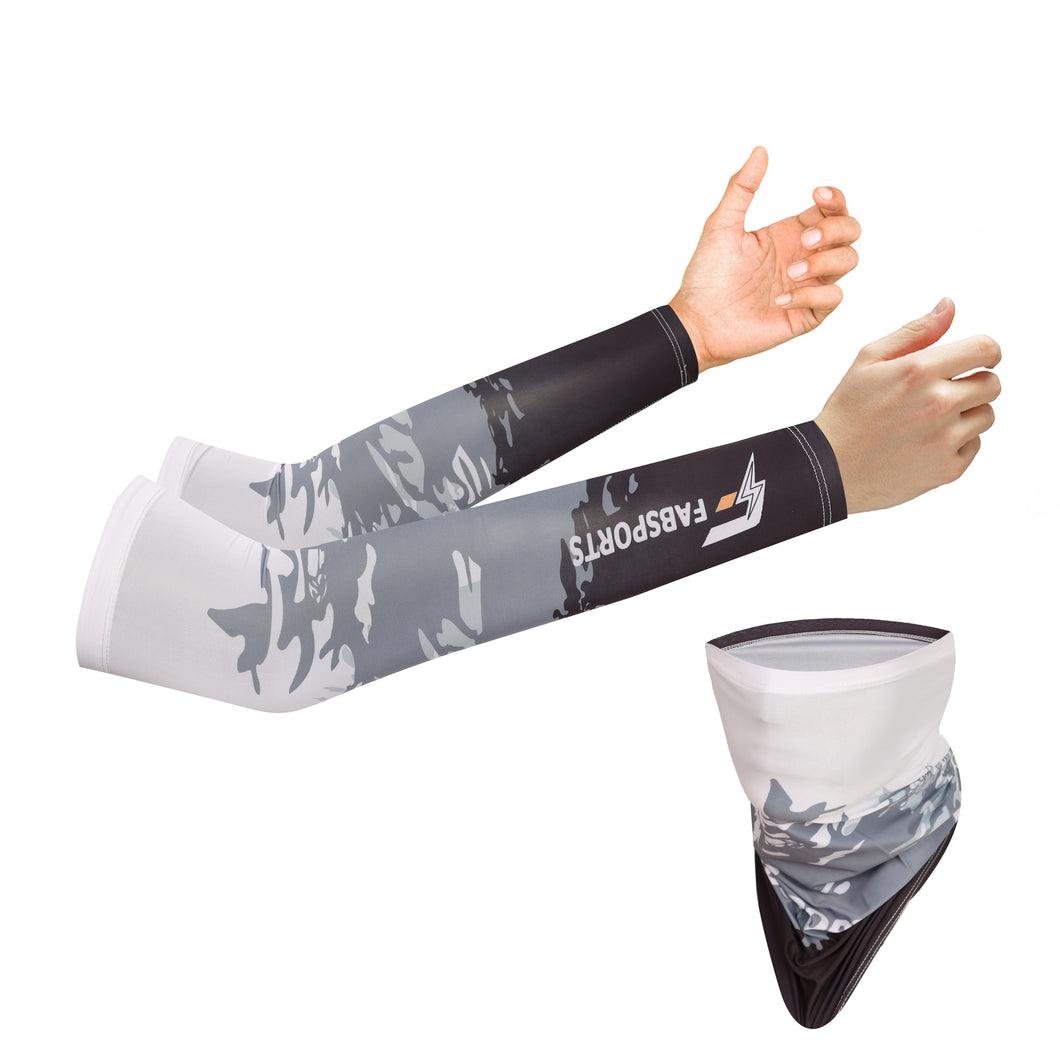 FABSPORTS Abstract Printed Unisex Cooling Arm Sleeves & Bandana combo with UV Protection